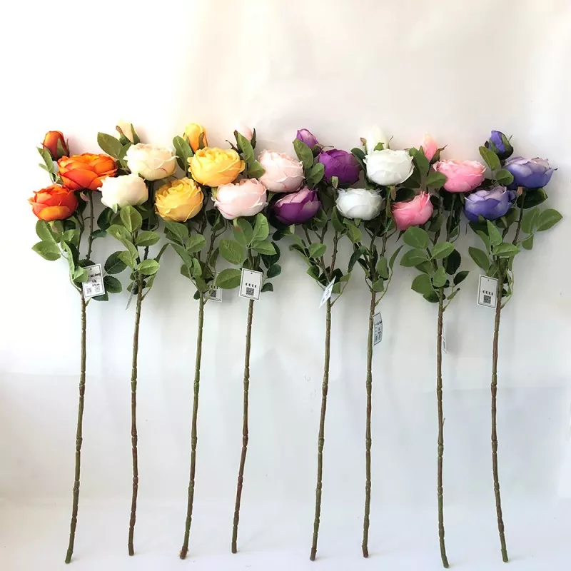 3 κεφάλια μεταξωτό λουλούδι Peony