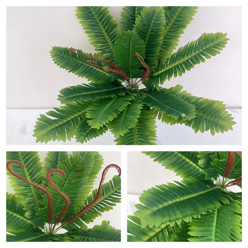 Plastic Boston Fern bouquet with mixed greenery