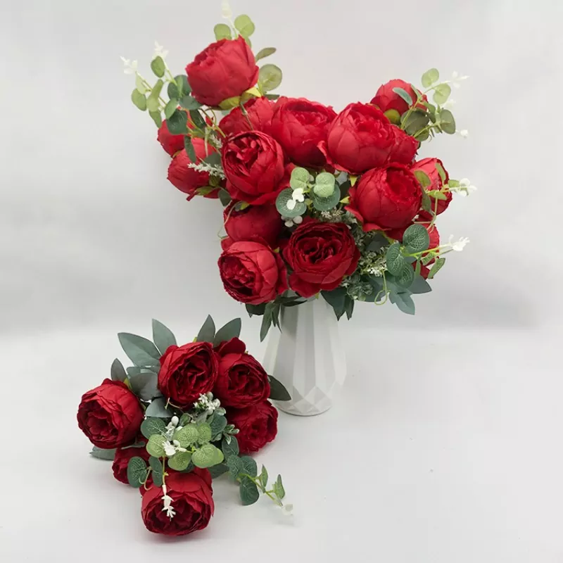 Λουλούδια μεταξιού Faux Peony Bouquet